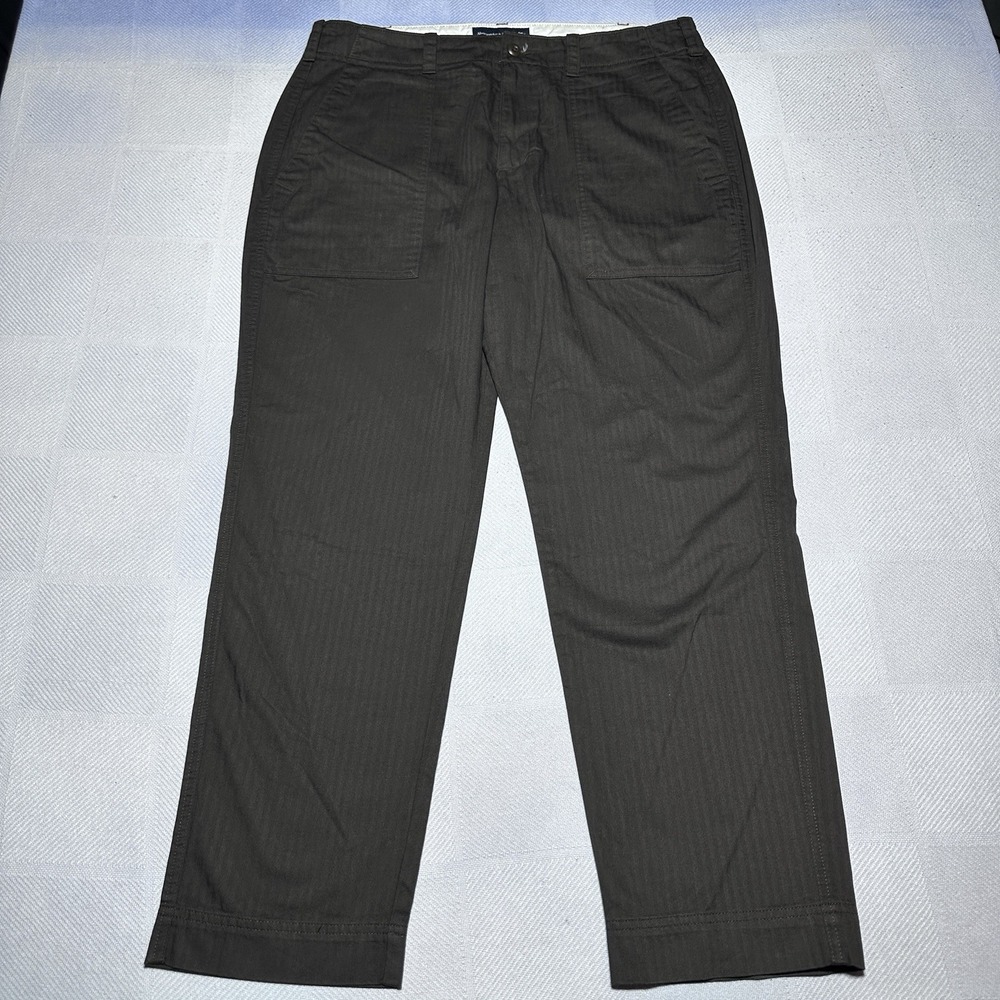 Abercrombie & Fitch Loose Herringbone Pants Mens 36x32 Brown Military Cotton